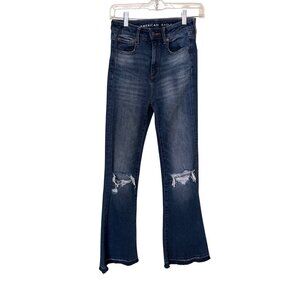 American Eagle Highest Rise Flare Jeans Super Stretch  Sz 0